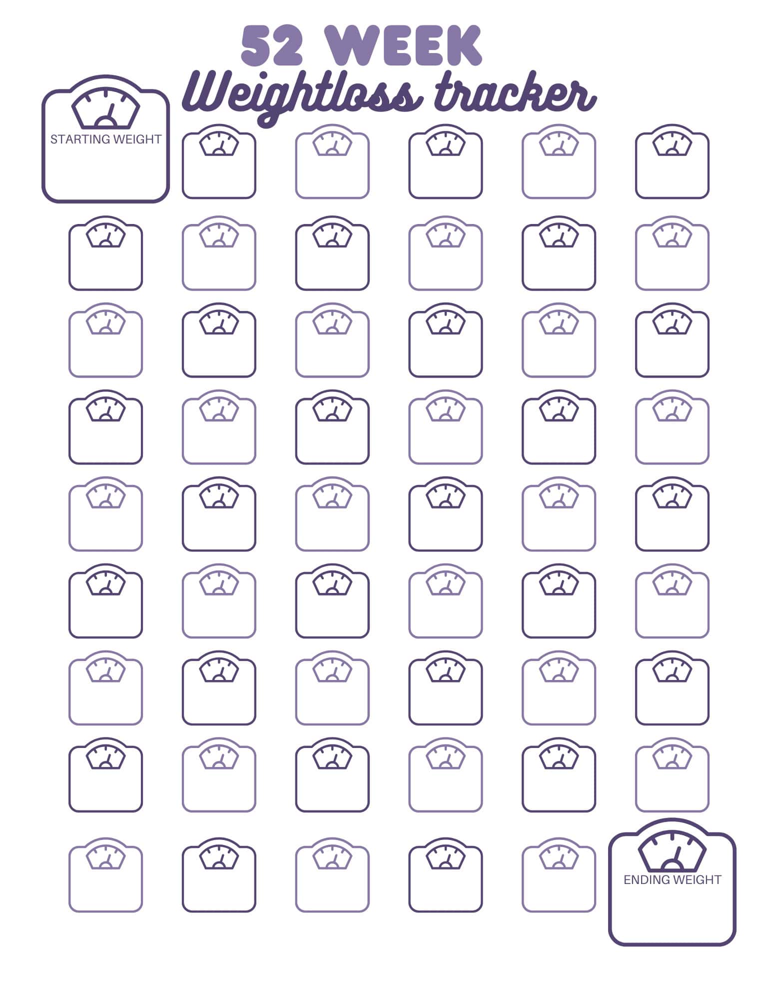 free printable weightloss motivation tracker